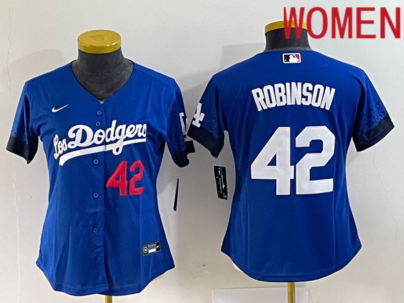 Women Los Angeles Dodgers #42 Robinson Blue City Edition Nike MLB Jerseys->tennessee titans->NFL Jersey